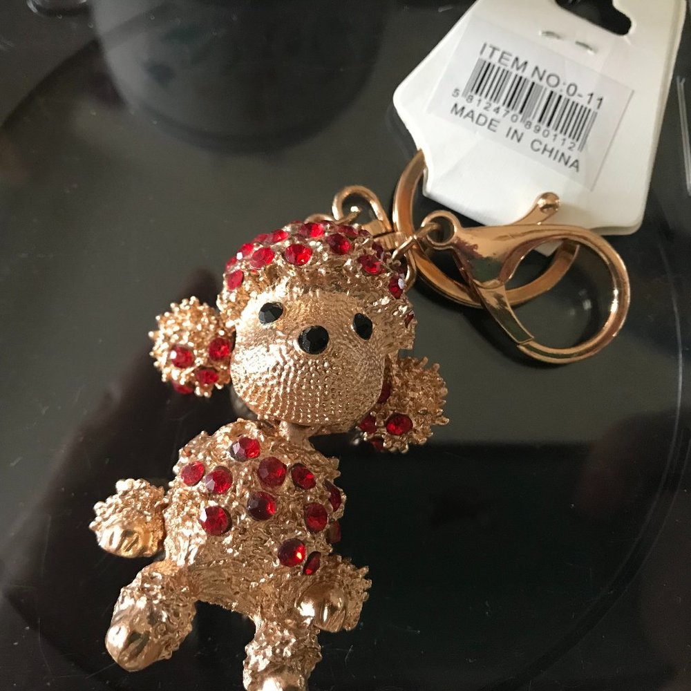 Fashion Jewelry Keychain Dog Charm Rhinestone Bag Purse Pendant Keyring